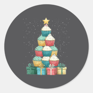 Cupcake Baking Baker Christmas Tree Xmas  Classic Round Sticker