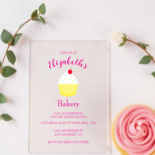 Cupcake Baking Birthday Acrylic Invitations