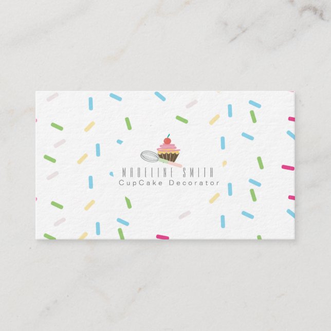 Cupcake Baking Cake Decorator Sprinkles Business Card (Front)