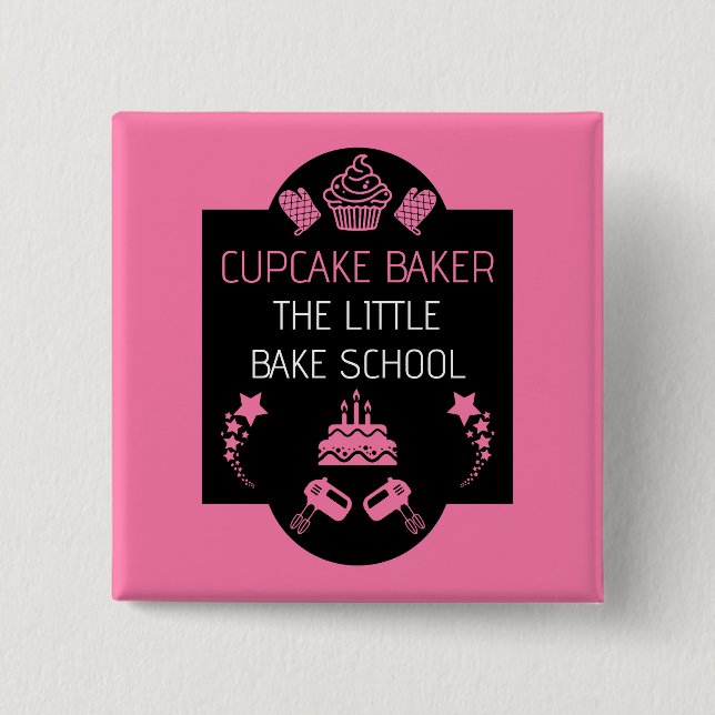 Cupcake Baking Course 2 Inch Square Button (Front)