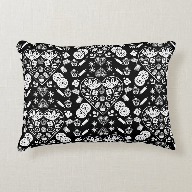 Cupcake Baking Folk Art Accent Pillow (Front)