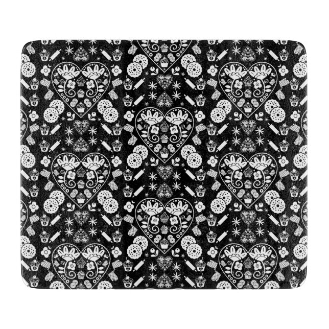 Cupcake Baking Folk Art Cutting Board (Front)