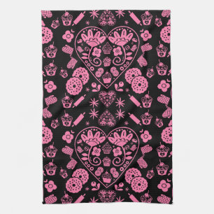Cupcake Baking Folk Art Kitchen Towel