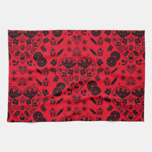 Cupcake Baking Folk Art Kitchen Towel