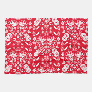 Cupcake Baking Folk Art Kitchen Towel