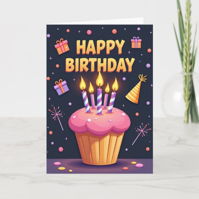 Cupcake Birthday Art Card (Front)