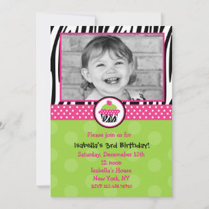 Cupcake Birthday Invitations avec photo
