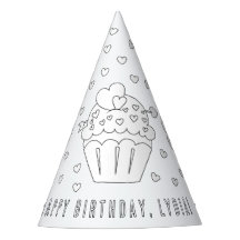 Cupcake Birthday Party - Colour Your Own Party Hat