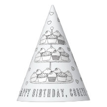 Cupcake Birthday Party - Colour Your Own Party Hat