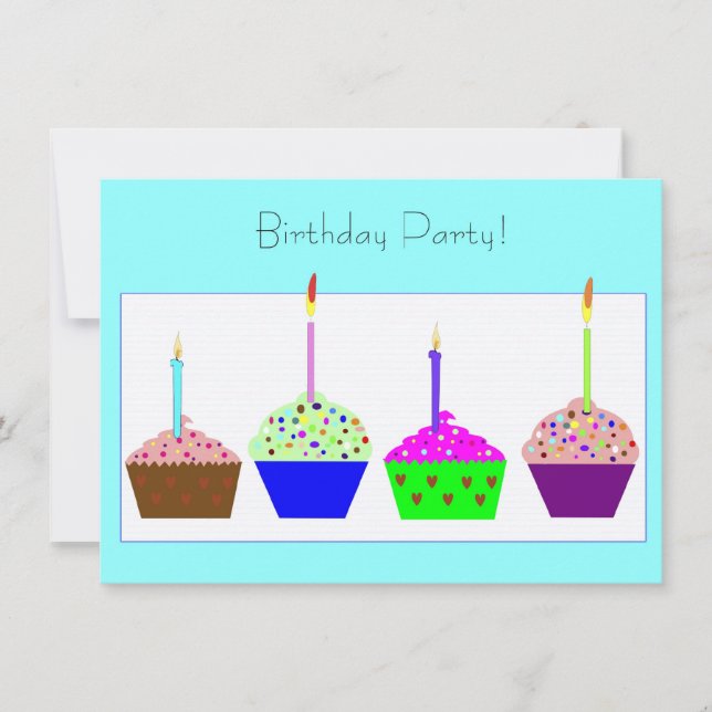 Cupcake Birthday Party Invitation (Front)