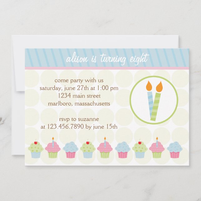 Cupcake Birthday Party Invitation (Front)
