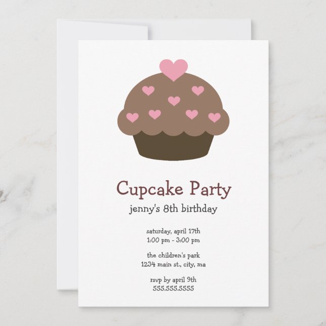 Cupcake Birthday Party Invitations (Front)