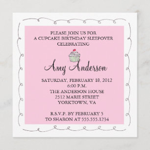 Cupcake Birthday Sleepover! Invitation