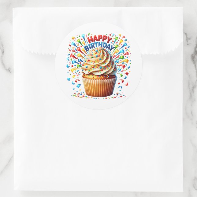 Cupcake Birthday Stickers (Sac)