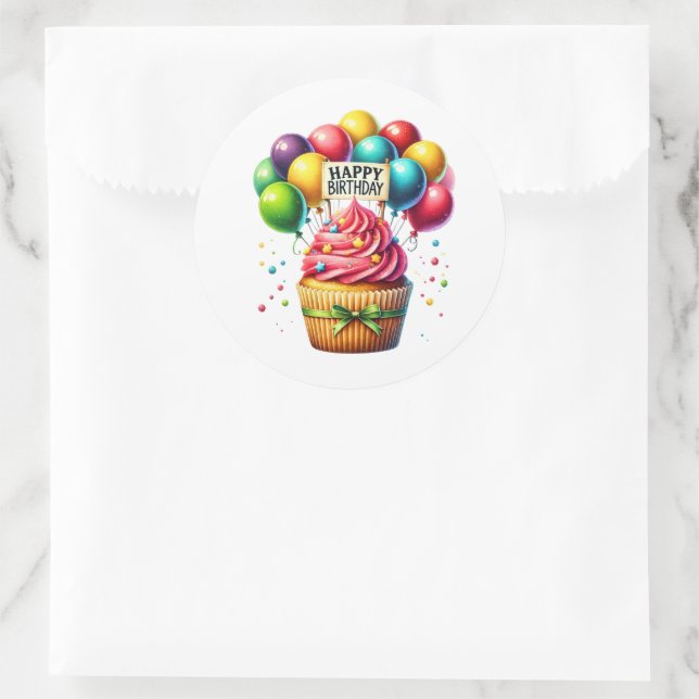 Cupcake Birthday Stickers (Sac)