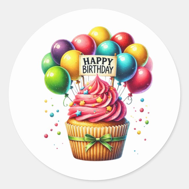 Cupcake Birthday Stickers (Devant)