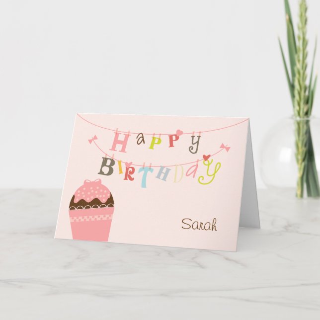 Cupcake Birthday String Card (Front)