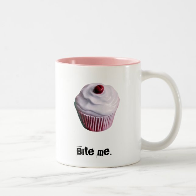 cupcake, Bite me. Two-Tone Coffee Mug (Right)