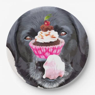 Cupcake - Black Lab Paper Plate