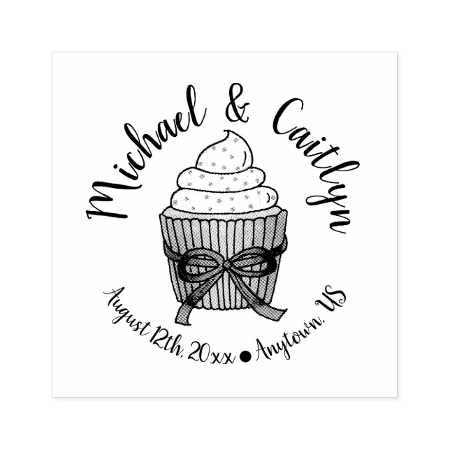 Cupcake Bridal Shower Wedding Engagement Party Rubber Stamp (Imprint)