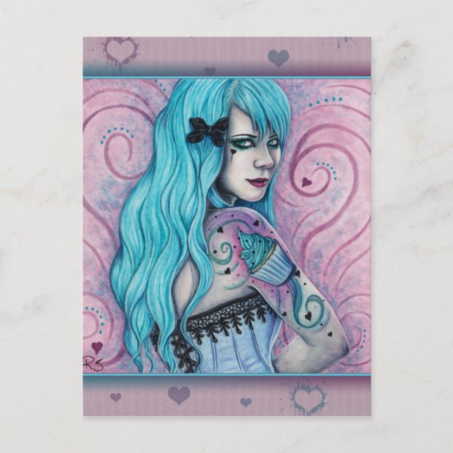 Cupcake Bubblegoth Pink Tattoos Turquoise Carte po (Devant)