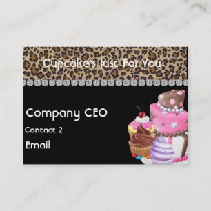 CUPCAKE  Business Card CHEETAH ANIMAL PRINT