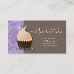 Cupcake Business Card Crown Purple Brown