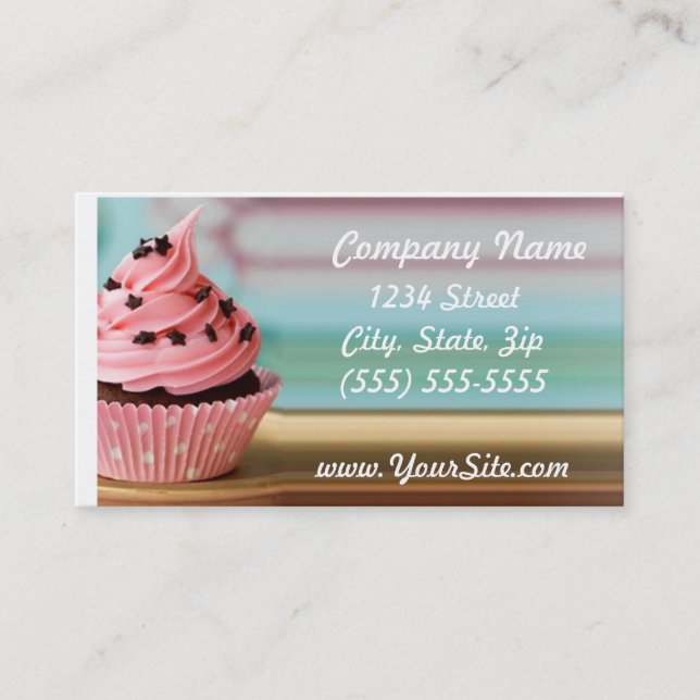 Cupcake Business Card Pink Swirl (Front)