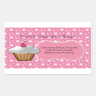 Cupcake Business or Box Label, Pink and White Sticker