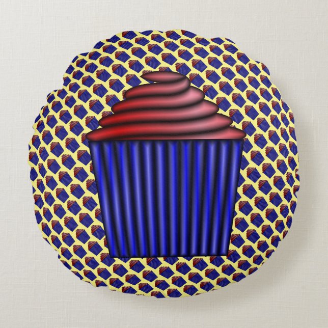 Cupcake by Kenneth Yoncich Round Pillow (Front)