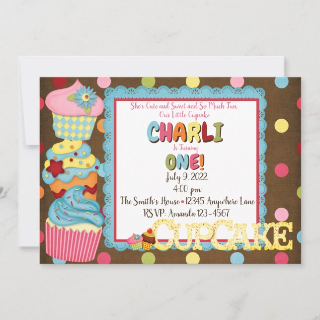 Cupcake Cake Anniversaire Fête Invitations (Devant)