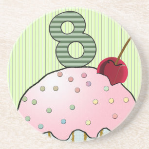 Cupcake Cake Birthday Pattern Face Eye Cute Eight Coaster