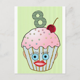 Cupcake Cake Birthday Pattern Face Eye Cute Eight Postcard