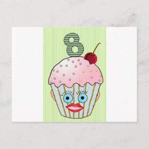 Cupcake Cake Birthday Pattern Face Eye Cute Eight Postcard