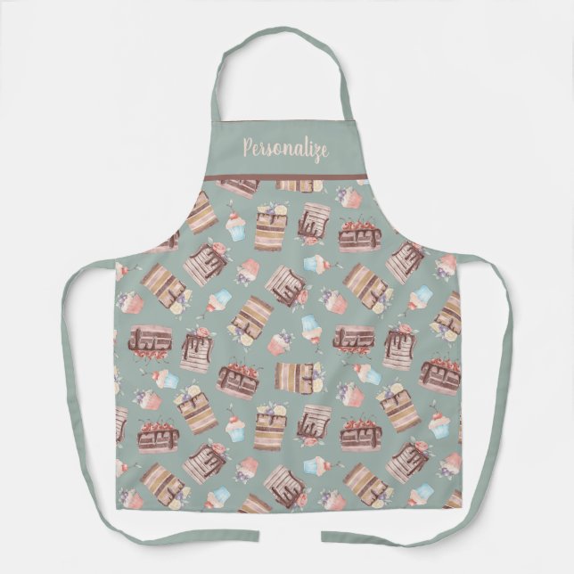 Cupcake Cake Dessert Pattern Women's Cooking Apron (Front)