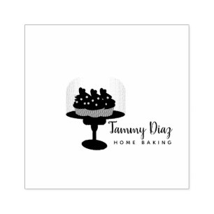 Cupcake Cake Stand Bakery Cake Logo Rubber Stamp