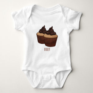 Cupcake cartoon illustration baby bodysuit