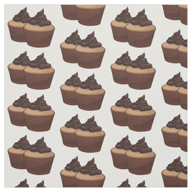 Cupcake cartoon illustration fabric (Swatch)