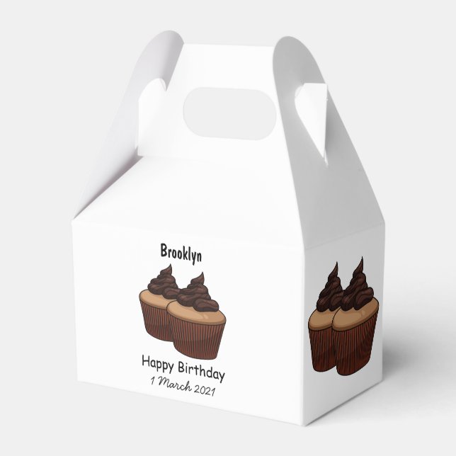 Cupcake cartoon illustration favor box (Front Side)