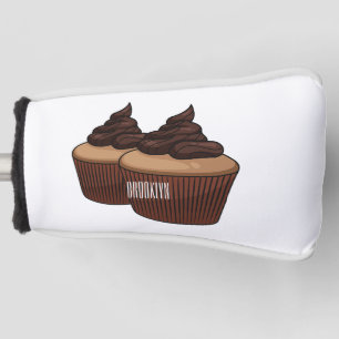 Cupcake cartoon illustration golf head cover