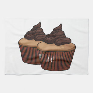 Cupcake cartoon illustration  kitchen towel