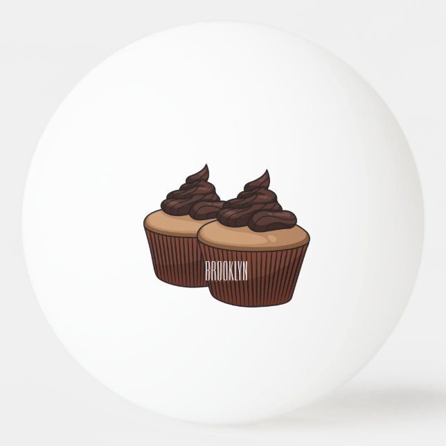 Cupcake cartoon illustration  ping pong ball (Front)