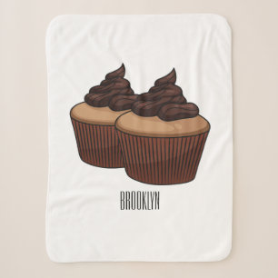 Cupcake cartoon illustration sherpa blanket