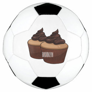 Cupcake cartoon illustration soccer ball