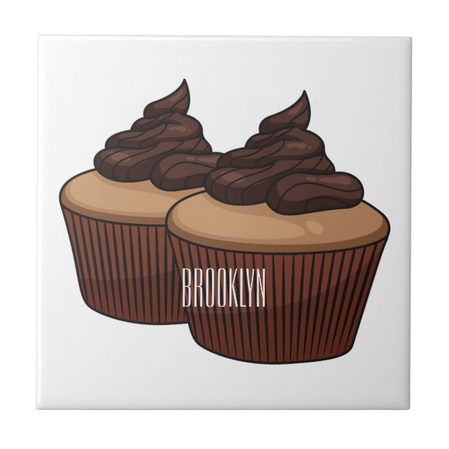 Cupcake cartoon illustration  tile (Front)