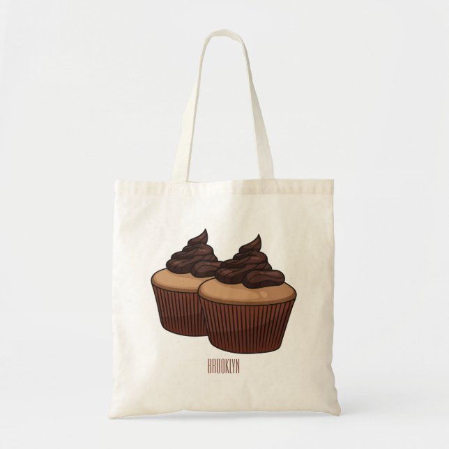 Cupcake cartoon illustration tote bag (Front)