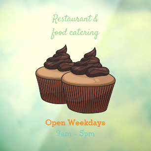 Cupcake cartoon illustration window cling
