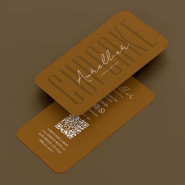 Cupcake Caterer Bakery Brown Chocolate Modern  Business Card (Cupcake Caterer Bakery Brown Chocolate Modern Business Card
)