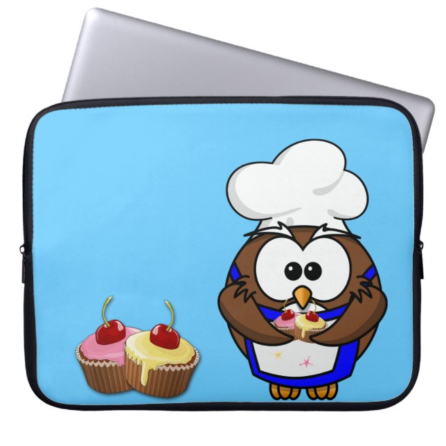 cupcake chef owl laptop sleeve (Front)