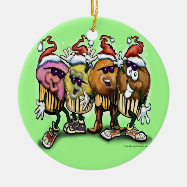 CupCake Christmas Ceramic Ornament (Front)